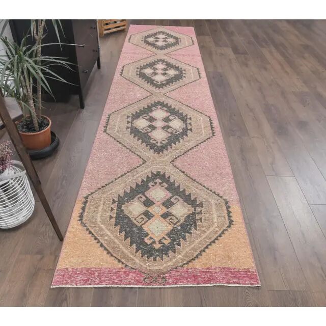 1970s vintage Turkish hand-knotted runner 99x392