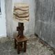 Brutalist lamp and its stool