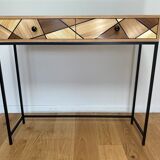 Console Oak Straw marquetry