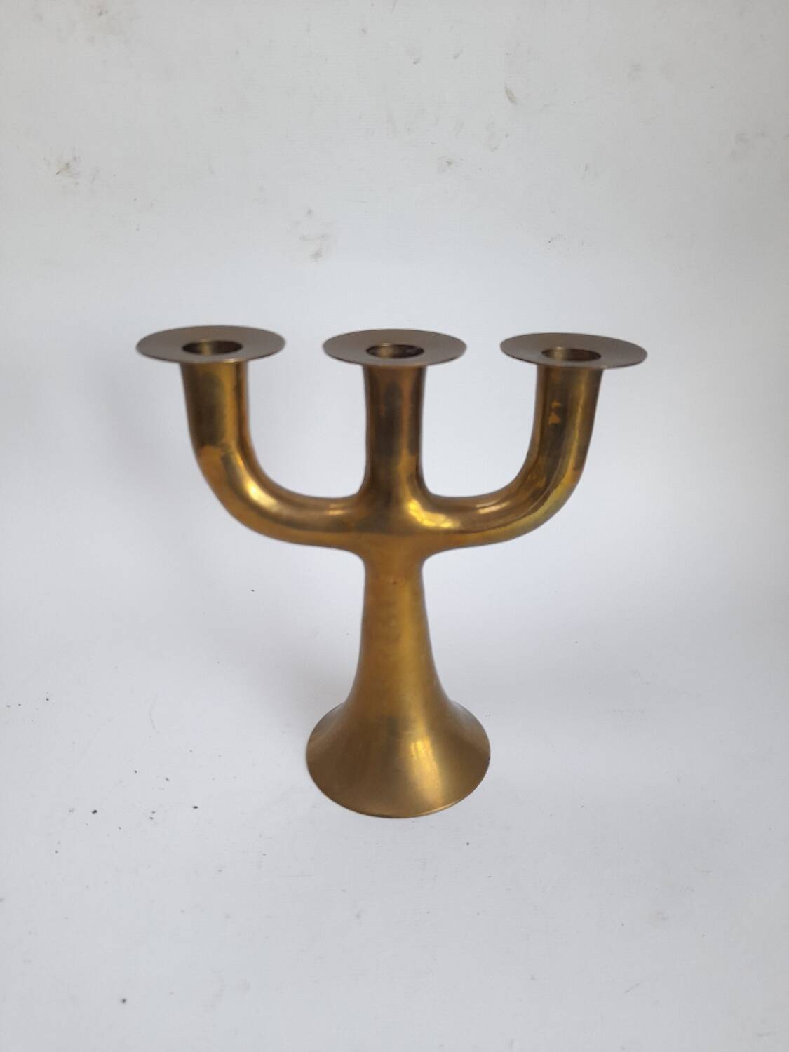 Swedish three-branch brass candlestick