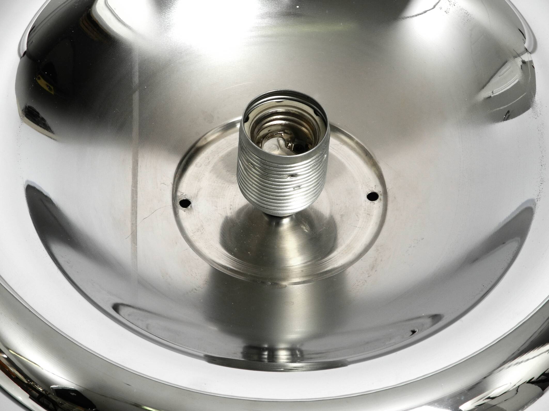 Round metal chrome ceiling or wall lamp from Italy | Space Age Design