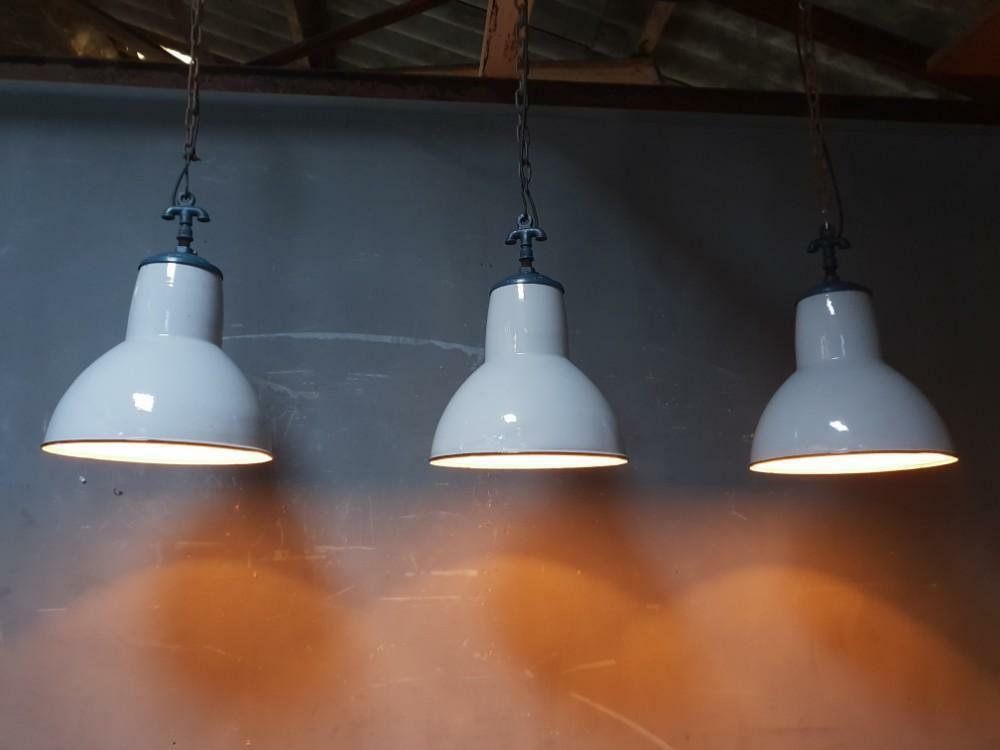 Old enamel Philips factory lamp