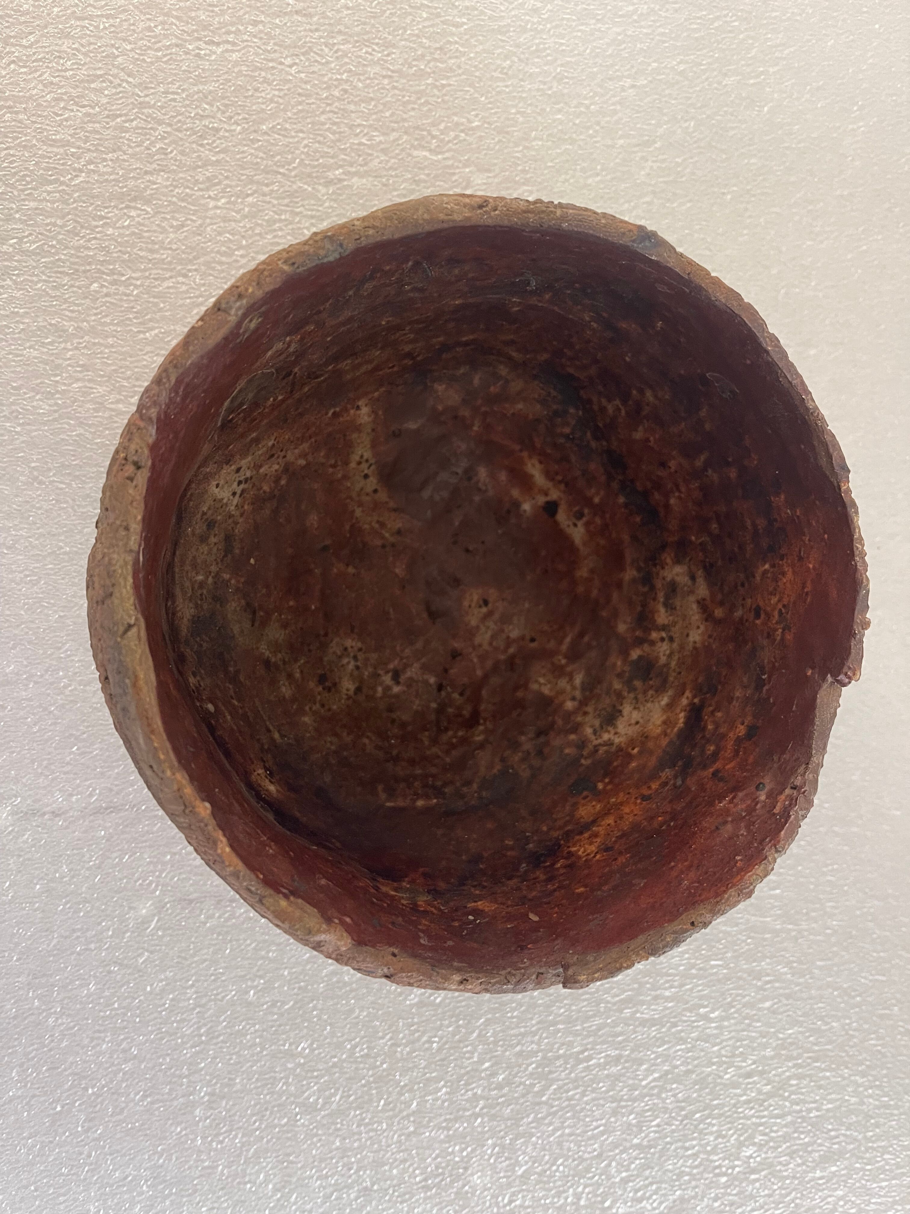 Spherical terracotta two-tone degreasing limestone XXth Africa