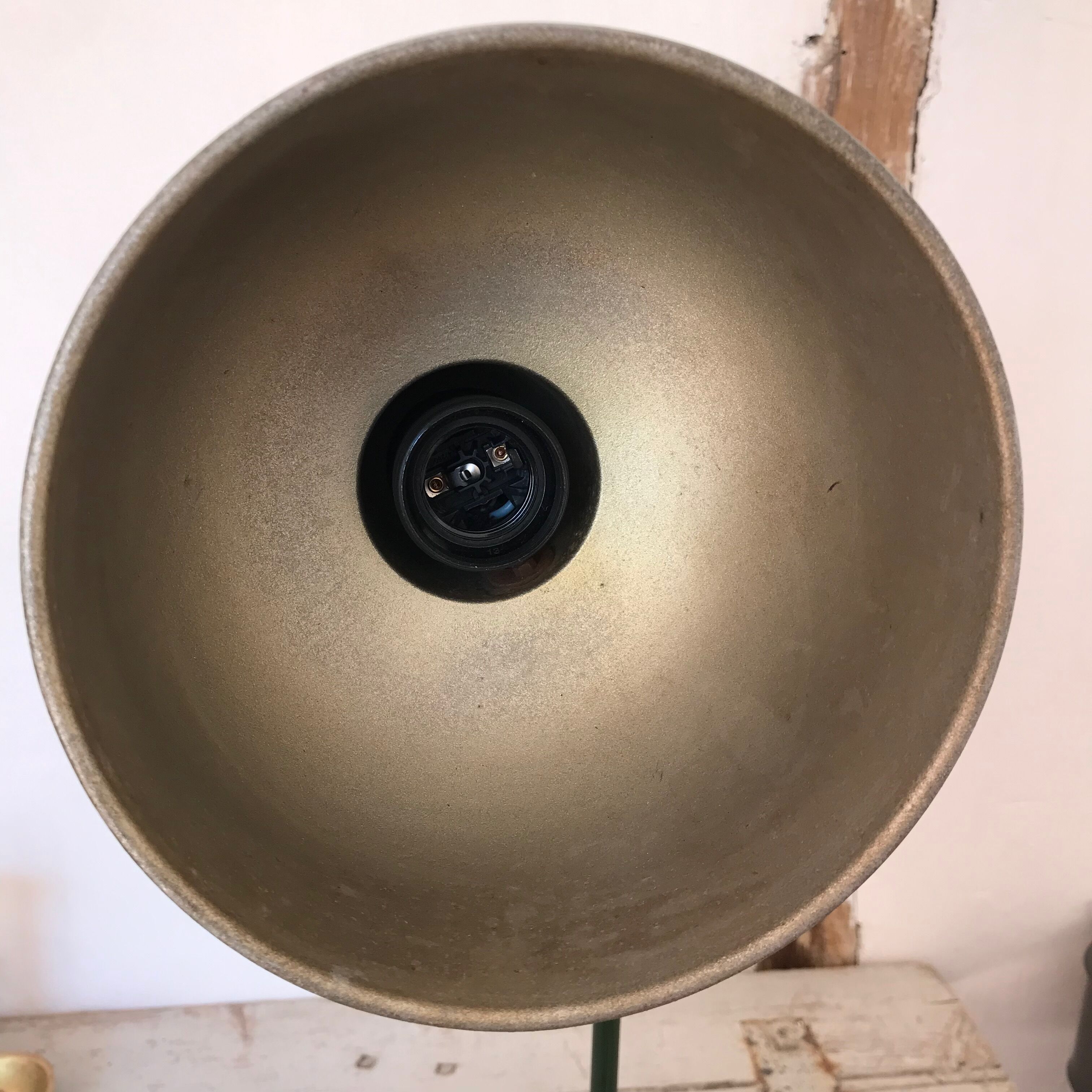 Green metal desk lamp