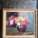Old painting, oil on canvas "bouquet of dahlias" signed G. Müller, 20th Century School
