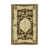 Tapis beige oriental fait à la main des années 1960 148 cm x 228 cm