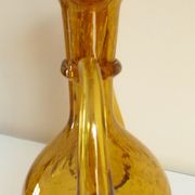 Blown glass carafe from Biot, amber, bubbled, vintage 70s