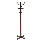 Wooden freestanding coat rack in Scandinavian style, cloakroom, entrance hall.