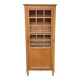 Parisian glass-fronted wardrobe in light wood from the 1960s.