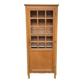Parisian glass-fronted wardrobe in light wood from the 1960s.