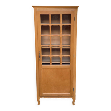 Armoire parisienne vitrée en bois clair 1960