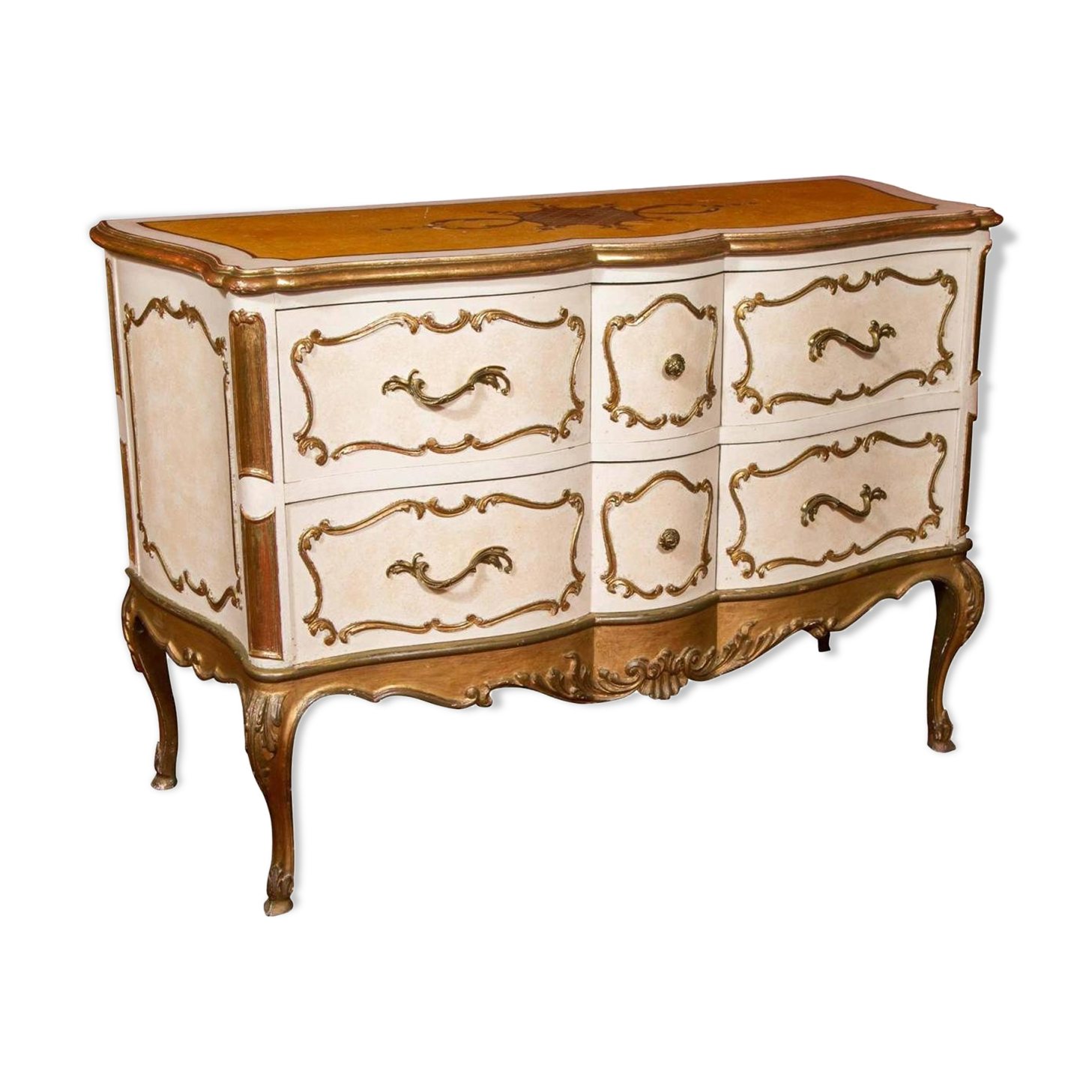 1950s Italian commodity in painted and gilded wood