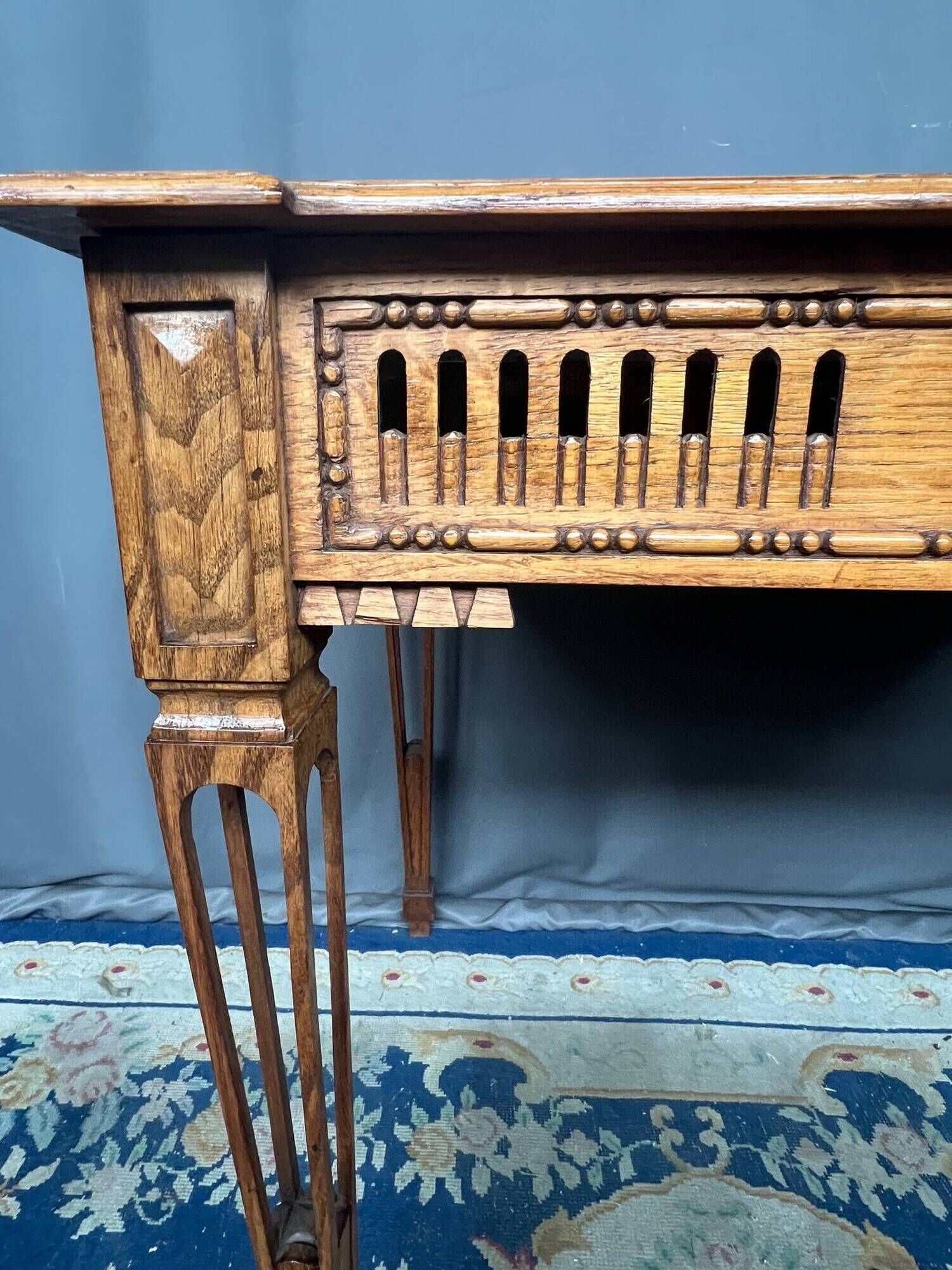 Solid oak coffee table in Louis XVI style.