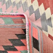 Pink & Red Vintage Tribal Kilim Rug, Turkish Handwoven Wool Bohemian Decor