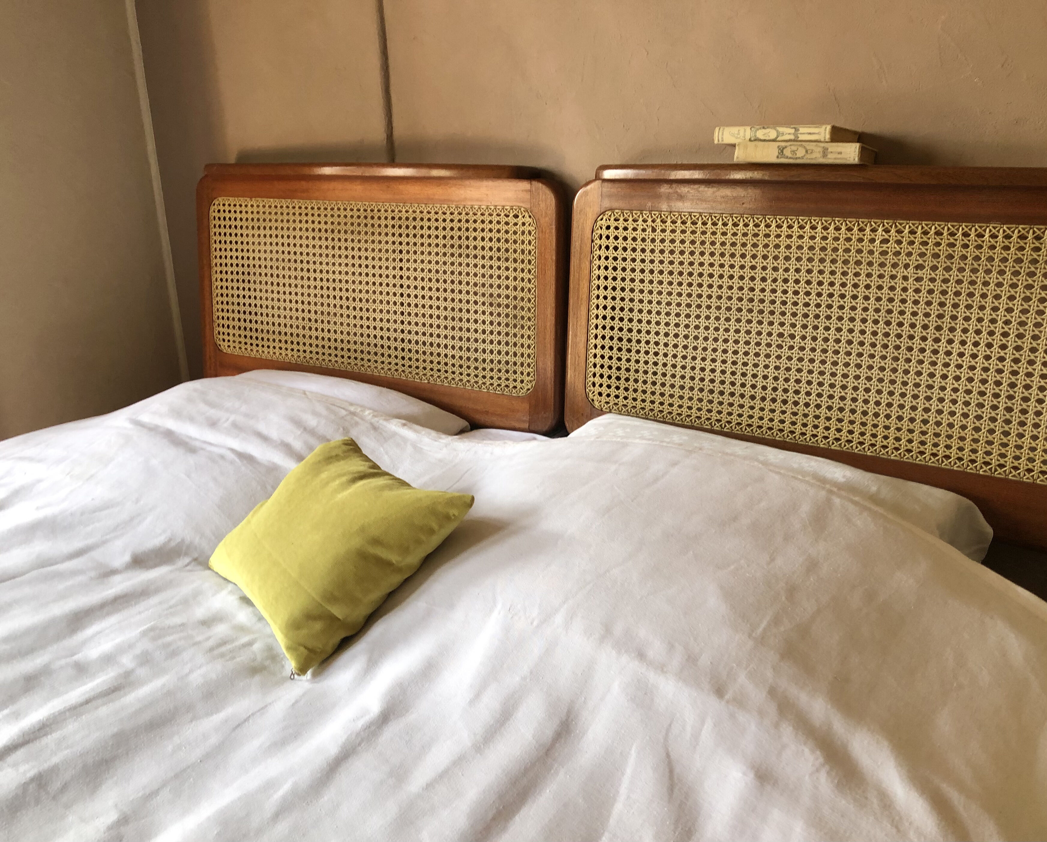Vintage rattan canning headboard