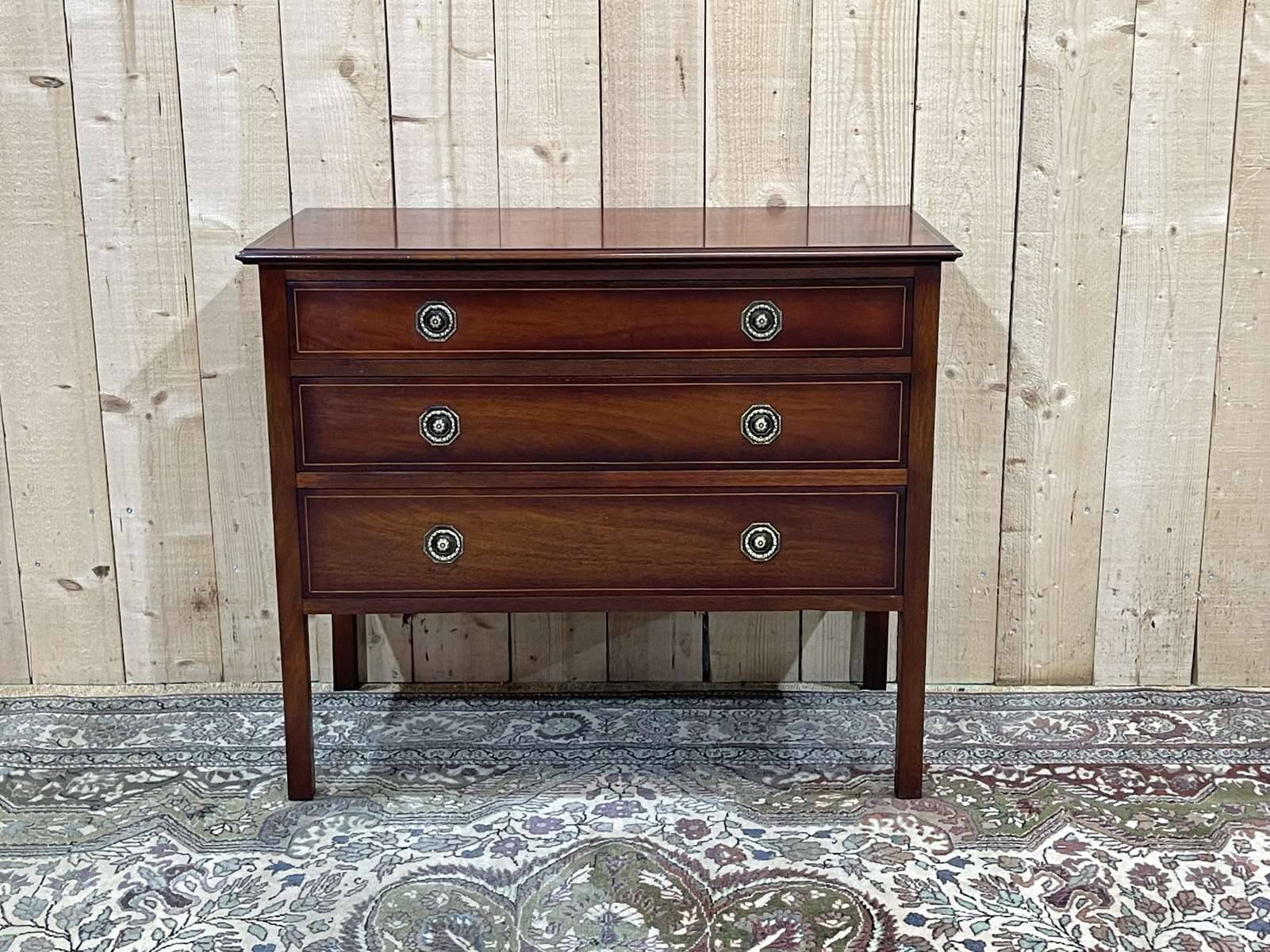 1950s English chest of drawers in mahogany