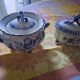 Vintage Gzhel porcelain sugar bowl