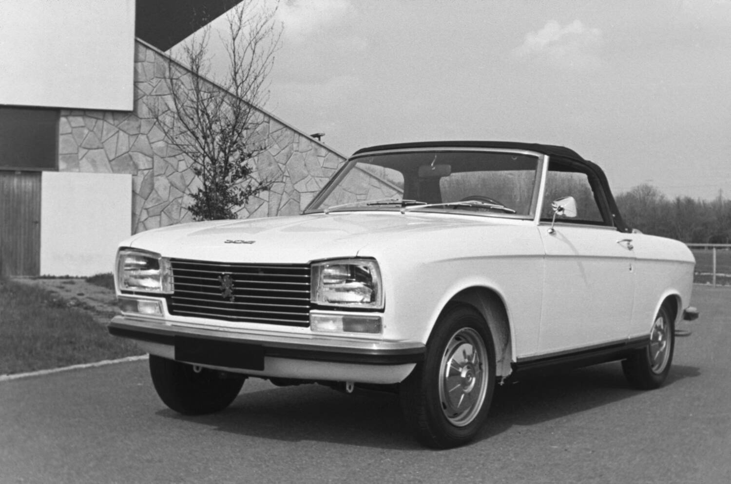 Large framed photograph of a Peugeot 304 convertible
