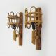 Pair of rattan bamboo lantern wall lights. 1950s-1960s