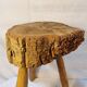Brutalist tripod stool - French popular craftsmanship from the 20th century