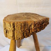 Brutalist tripod stool - French popular craftsmanship from the 20th century