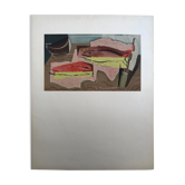 Lithograph by louis marcoussis, still life with fish, 1955