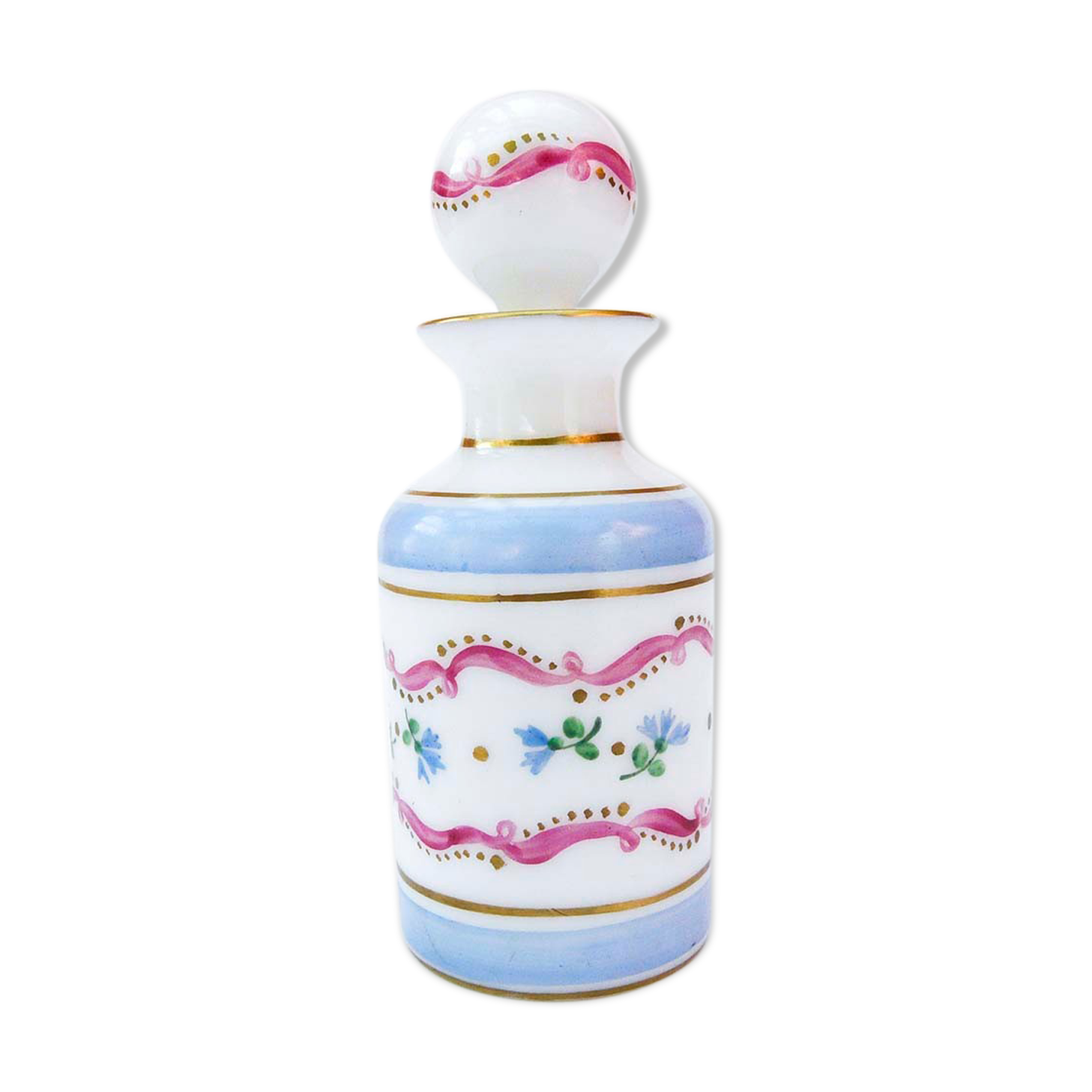 Bottle with floral decoration and antique gold edging