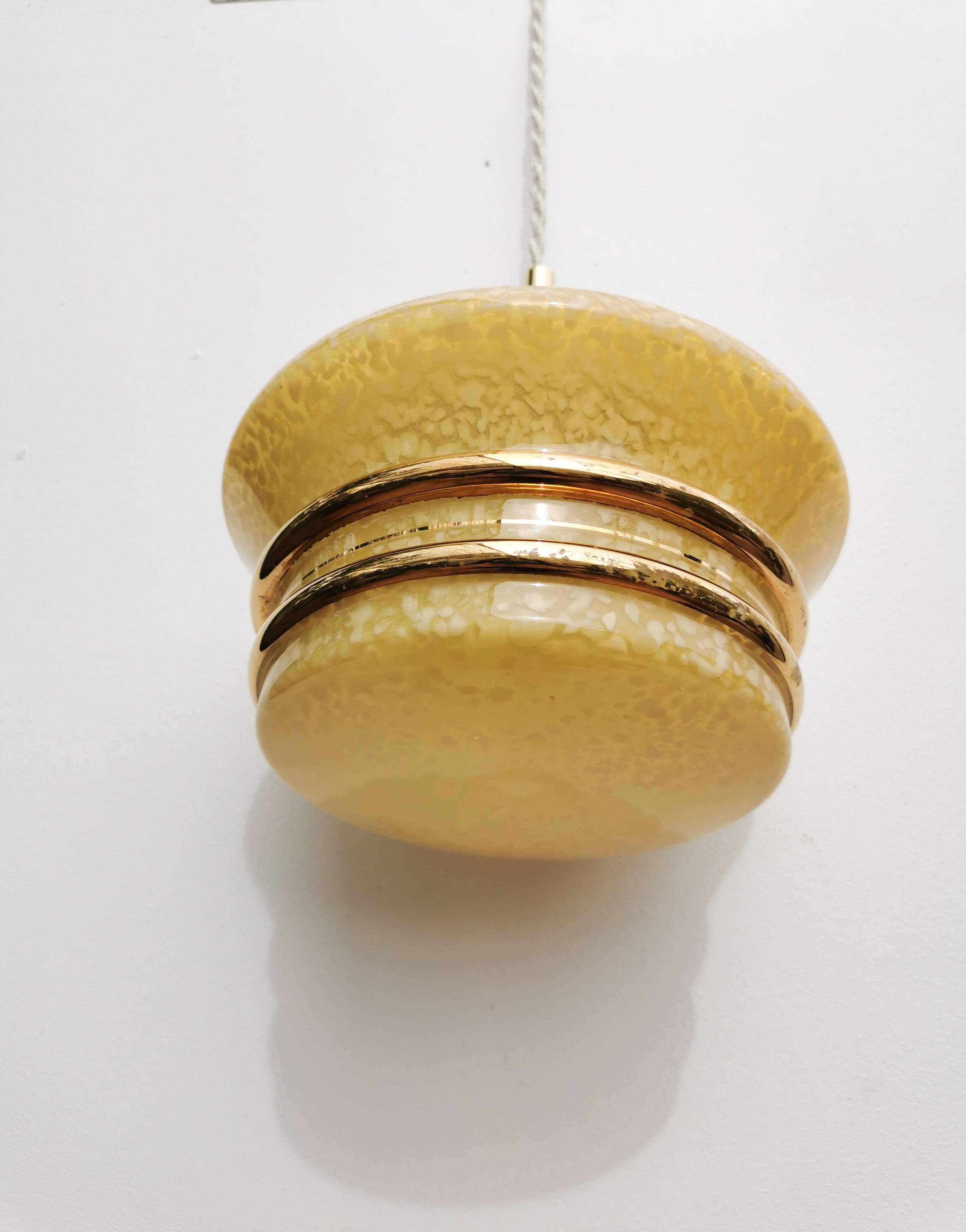 Yellow and gold clichy glass pendant light