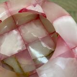 Pink and white onyx ashtray