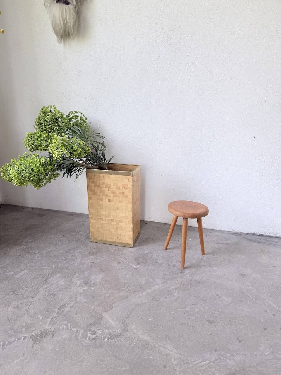 Golden oak tripod stool