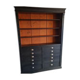 Industrial furniture loom shelf with drawers black patina