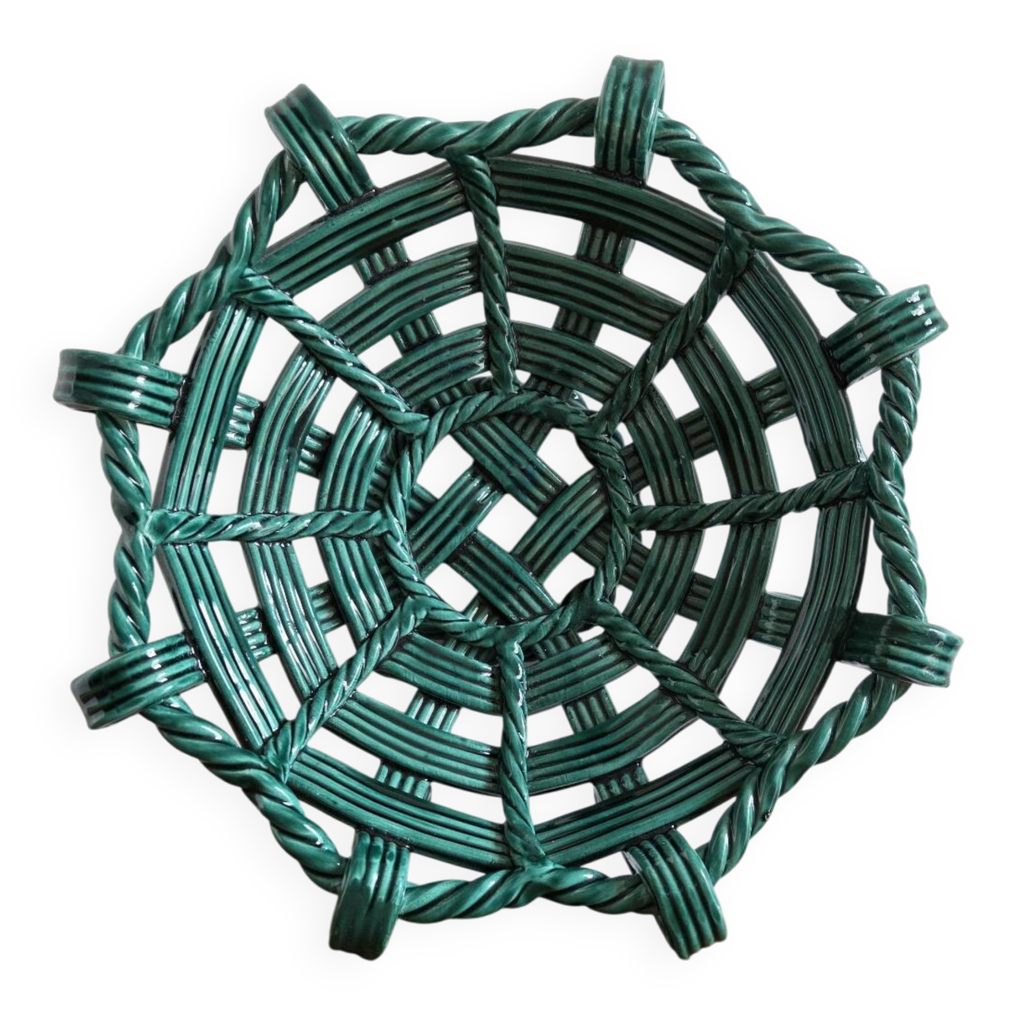 Woven ceramic fruit bowl