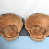 Set of two round velvet armchairs from 50s