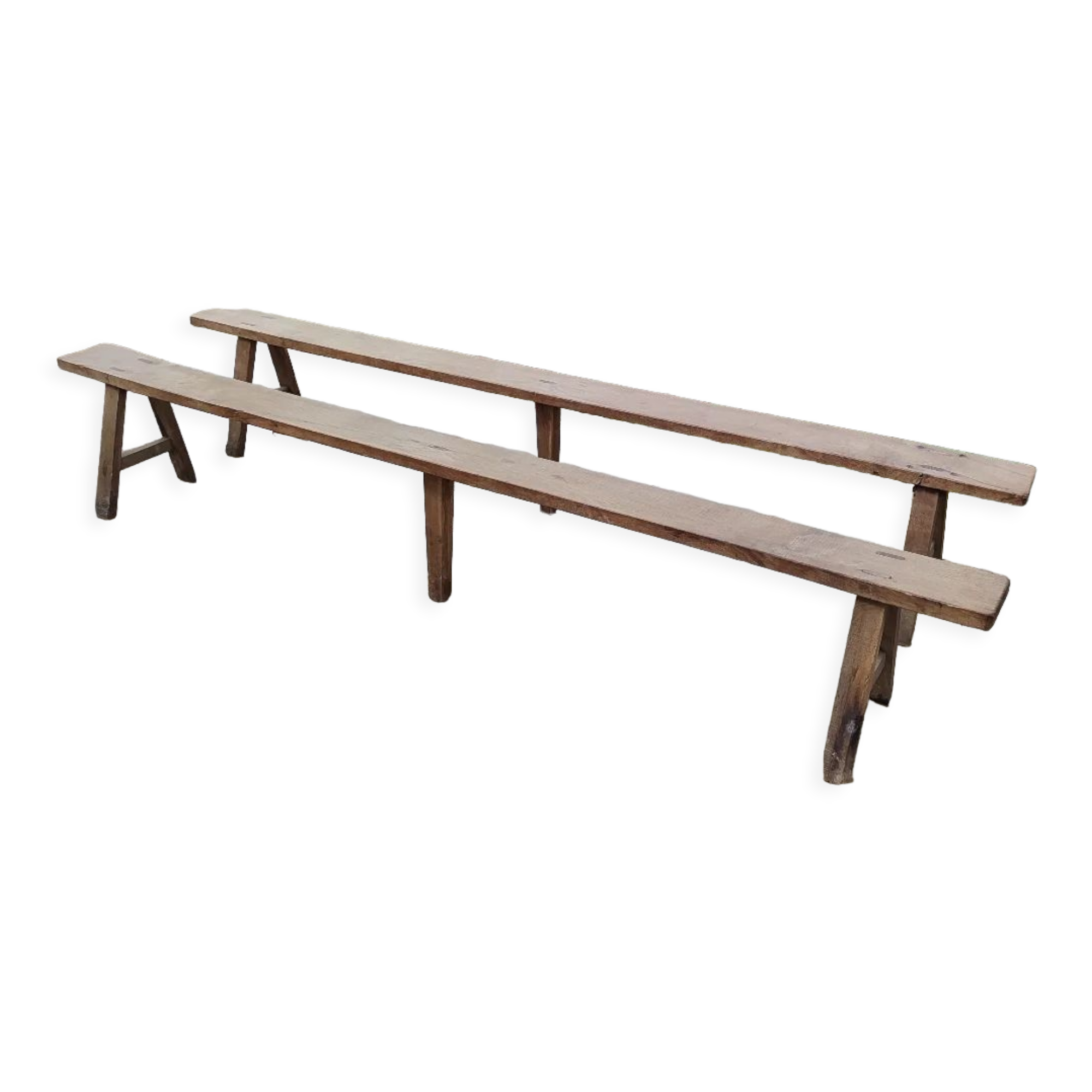 Lot de 2 bancs de ferme