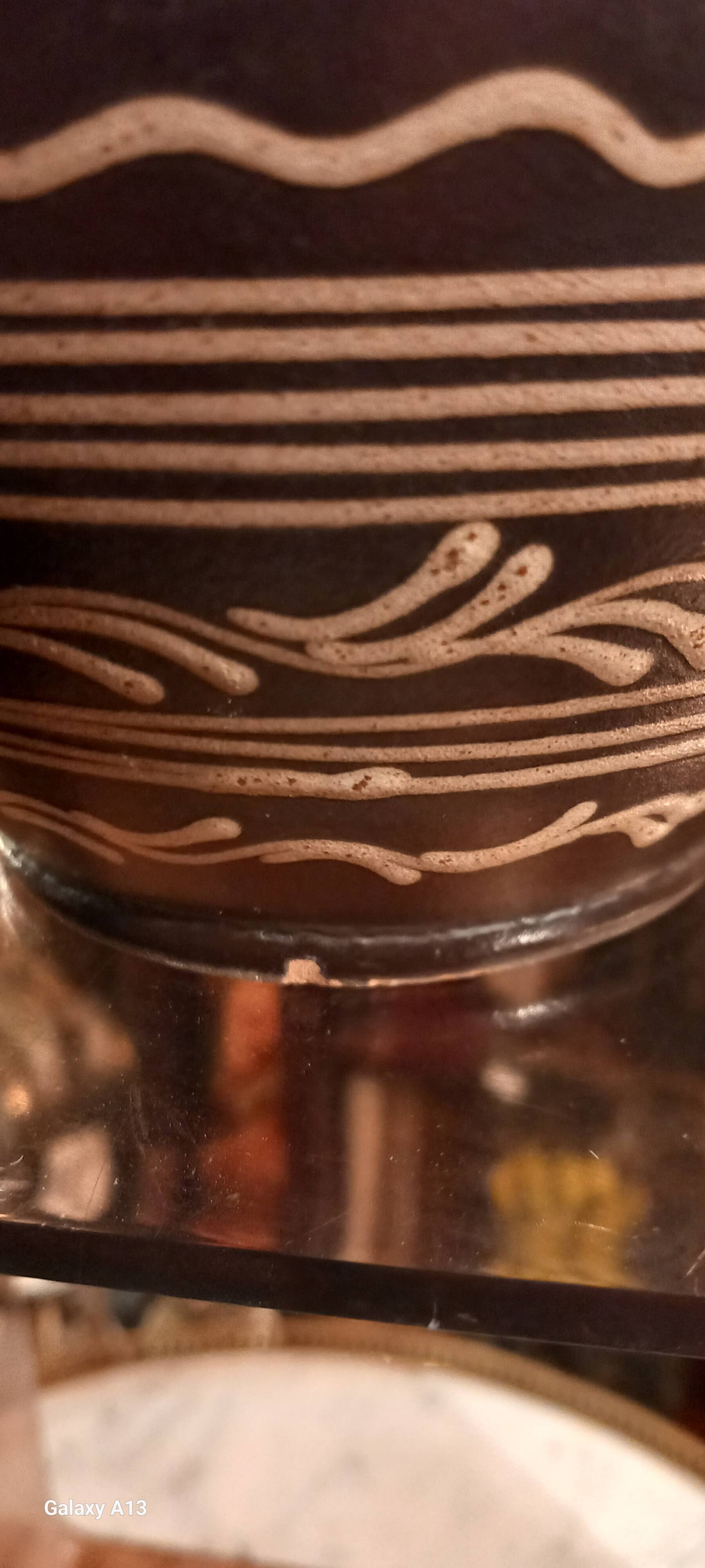 Hungarian pottery vase floral decor brown tone signed mhv