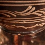 Hungarian pottery vase floral decor brown tone signed mhv