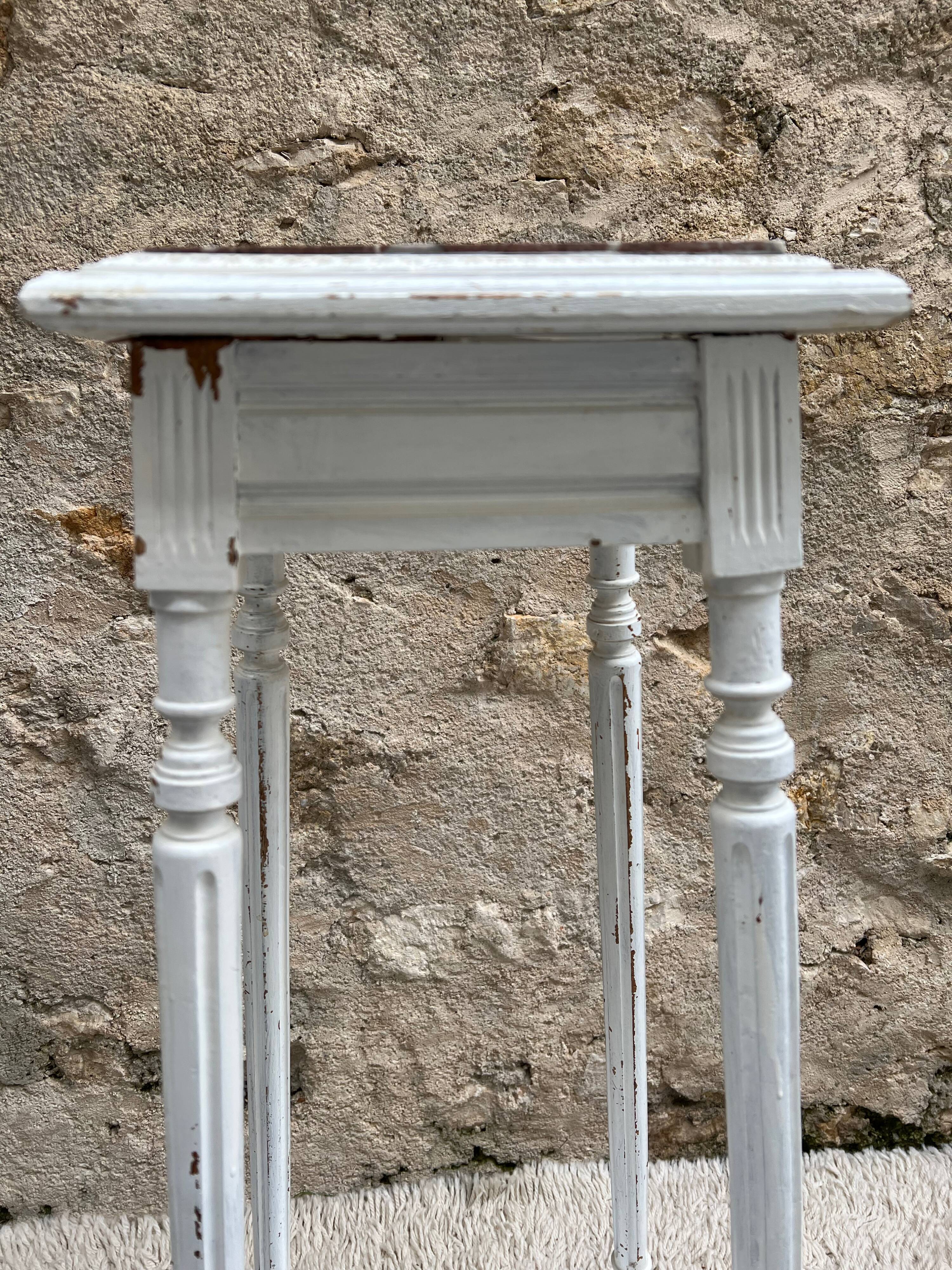 Art Deco wood and marble side table
