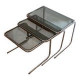 Set of 3 vintage nesting tables. 1970.