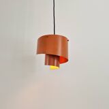 Orange swirl shaped pendant or ceiling lamp by Simon P. Henningsen for Lyfa, Denmark 1960's