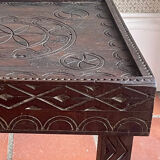 Handcrafted Berber coffee table – Carved wood (Morocco)