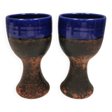 Two mugs in partially blue-glazed ceramic, from Seilast Wisby Sweden