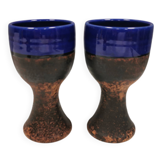 Two mugs in partially blue-glazed ceramic, from Seilast Wisby Sweden