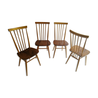 Set of 4 Ercol 608 stick back dining chairs