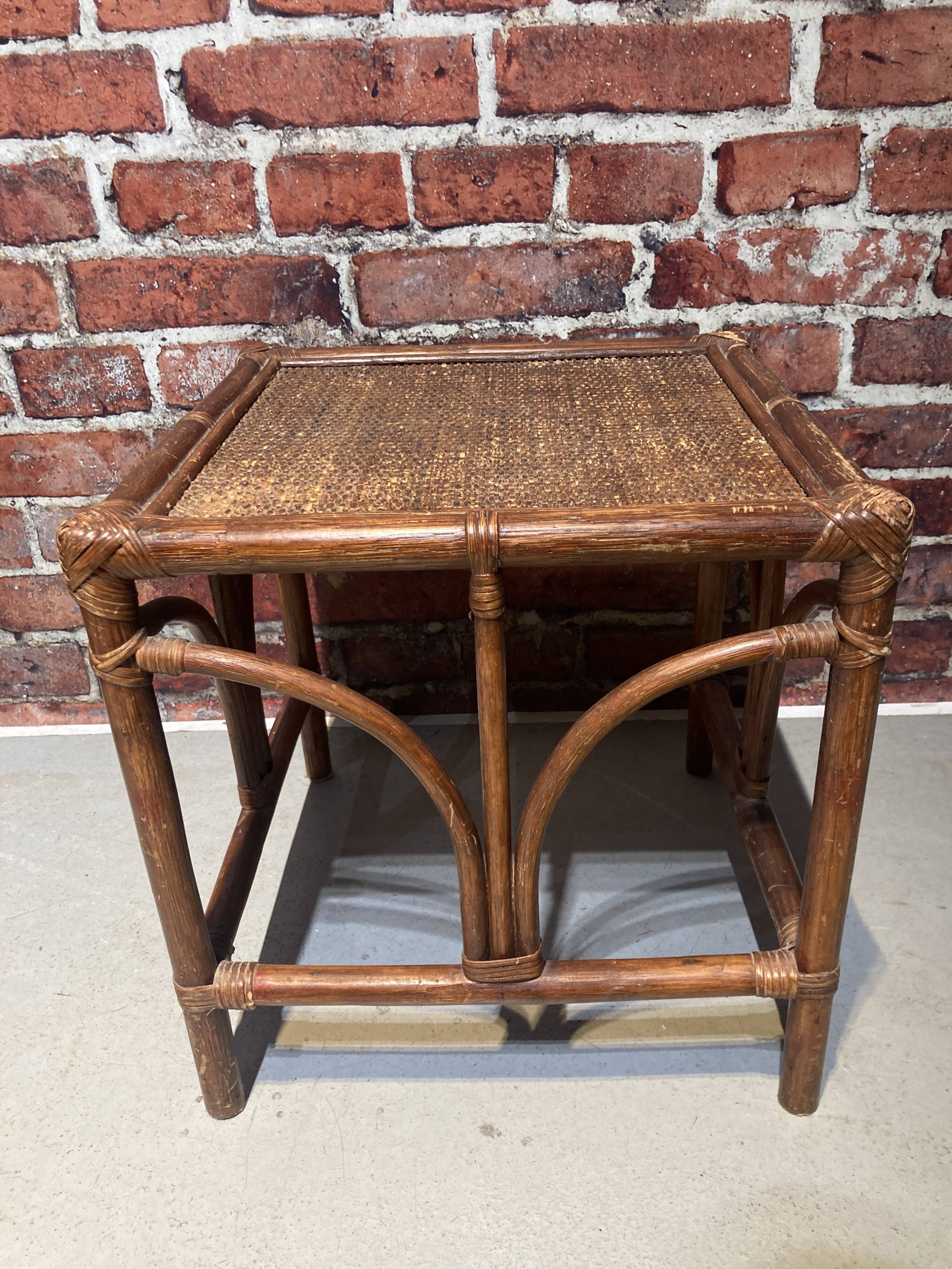 Rattan nesting table