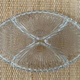 Plat serviteur ovale vintage en verre ciselé