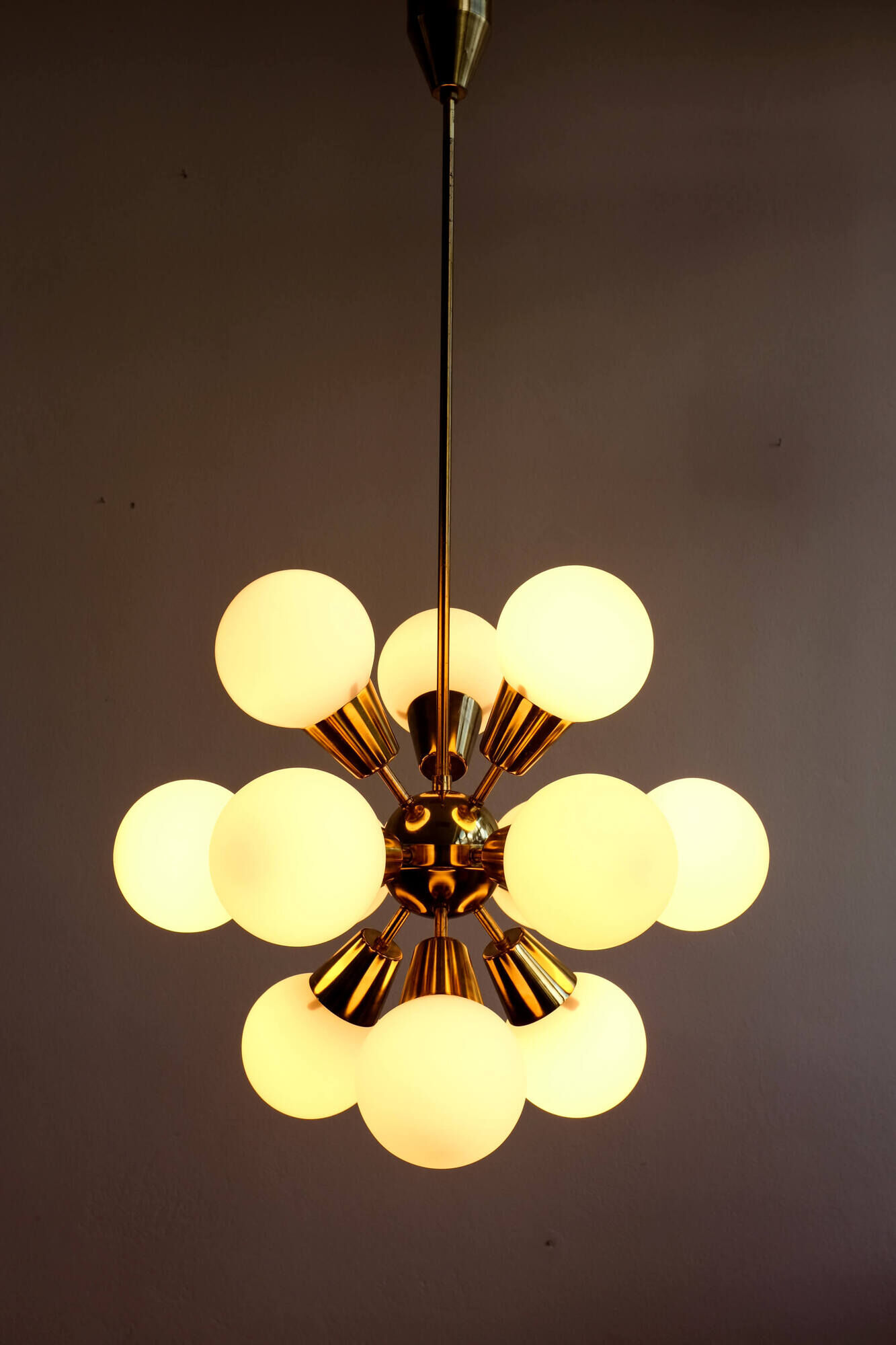 Czechoslovak sputnik chandelier by Kamenický Šenov, 1960s