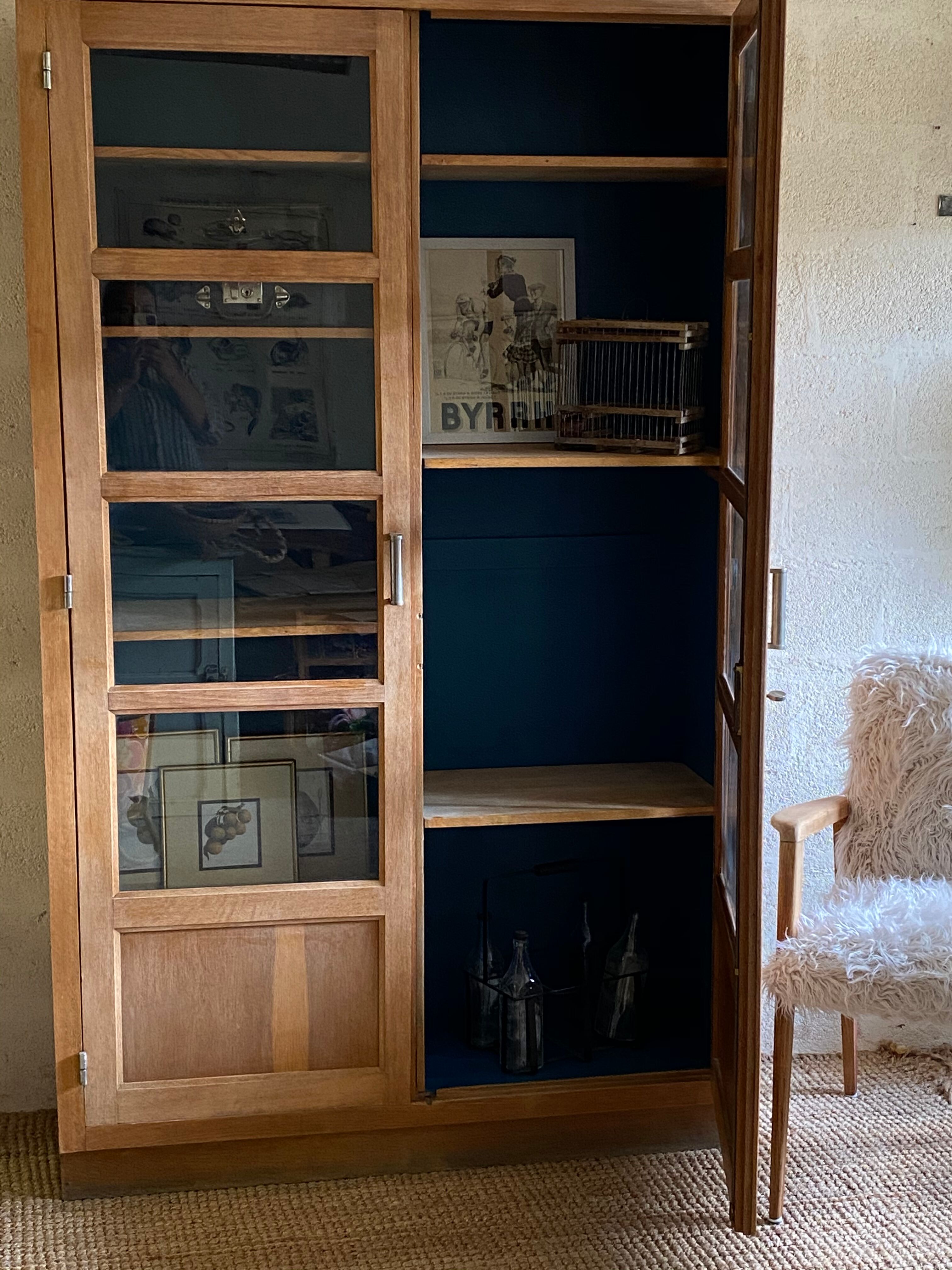 Oak university glass bookcase 1950
