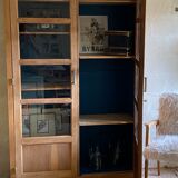 Oak university glass bookcase 1950