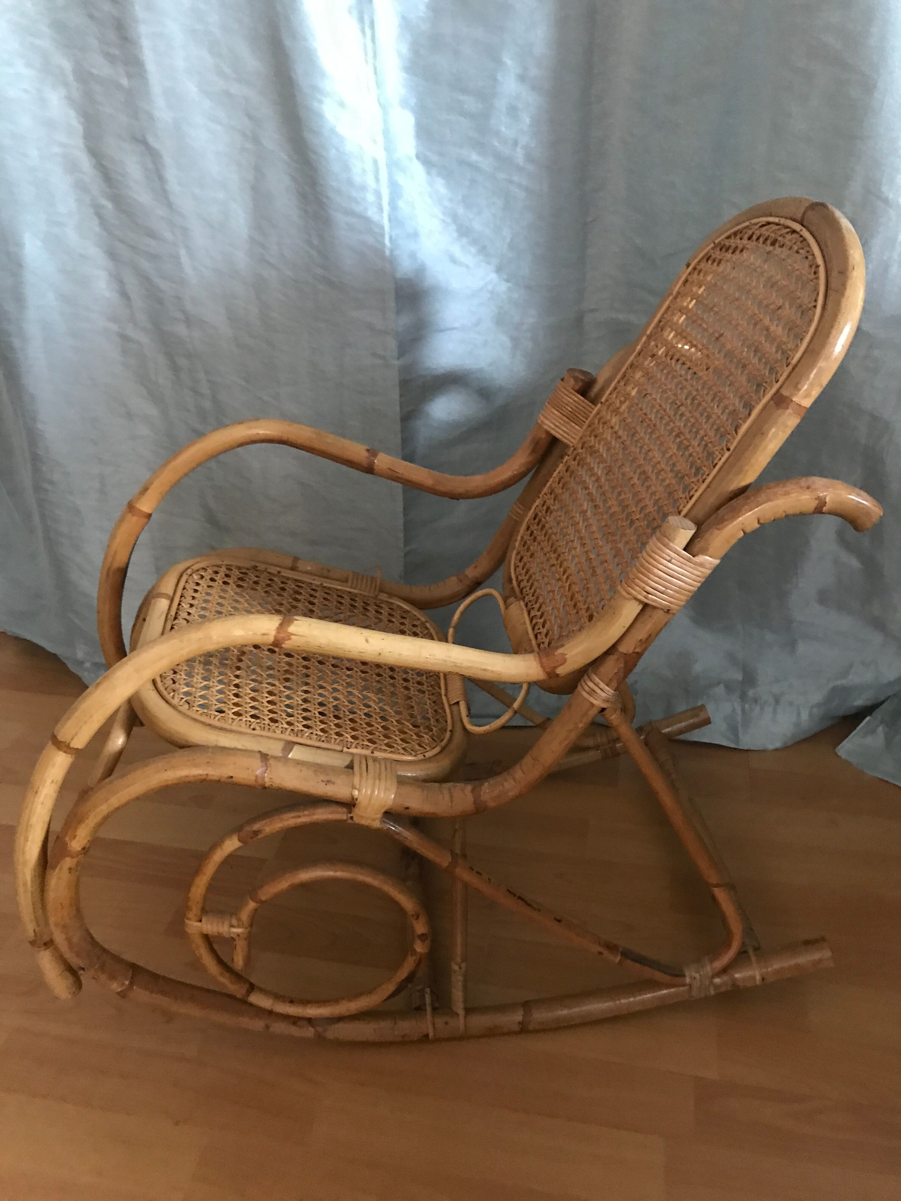 Rocking chair rocker rattan and vintage caning