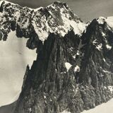 Old photo in black and white mountain summit artistic snow